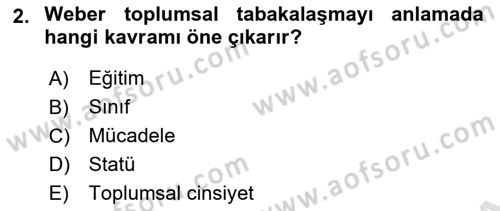 Türkiye´nin Toplumsal Yapısı Dersi 2022 - 2023 Yılı (Vize) Ara Sınav Soruları 2. Soru