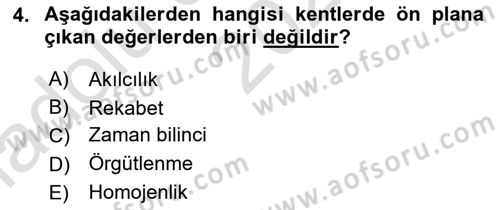 Türkiye´nin Toplumsal Yapısı Dersi Ara Sınavı Deneme Sınav Soruları 4. Soru