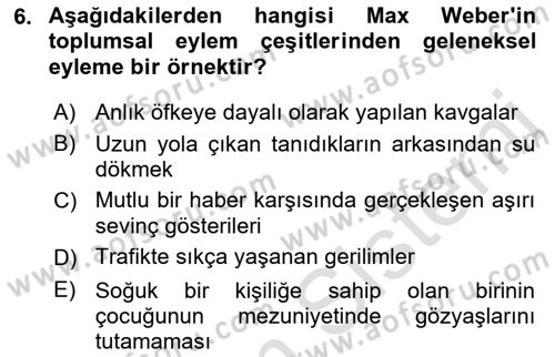 Türkiye´nin Toplumsal Yapısı Dersi Ara Sınavı Deneme Sınav Soruları 6. Soru