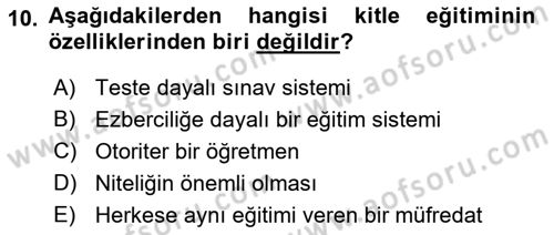 Türkiye´nin Toplumsal Yapısı Dersi 2022 - 2023 Yılı (Final) Dönem Sonu Sınav Soruları 10. Soru