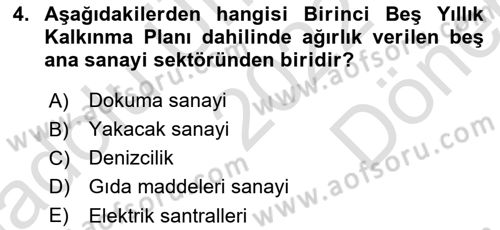 Türkiye´nin Toplumsal Yapısı Dersi 2022 - 2023 Yılı (Final) Dönem Sonu Sınav Soruları 4. Soru