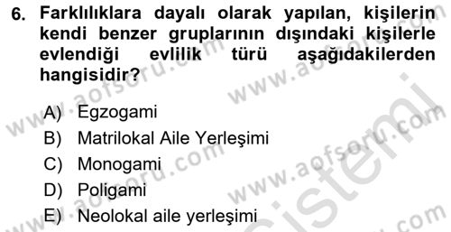Türkiye´nin Toplumsal Yapısı Dersi 2022 - 2023 Yılı (Final) Dönem Sonu Sınav Soruları 6. Soru