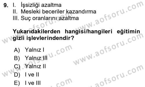 Türkiye´nin Toplumsal Yapısı Dersi 2022 - 2023 Yılı (Final) Dönem Sonu Sınav Soruları 9. Soru