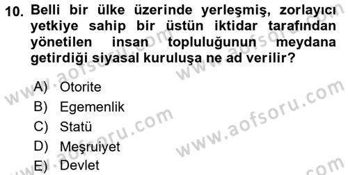Türkiye´nin Toplumsal Yapısı Dersi 2022 - 2023 Yılı Yaz Okulu Sınav Soruları 10. Soru