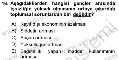 Türkiye´nin Toplumsal Yapısı Dersi 2022 - 2023 Yılı Yaz Okulu Sınav Soruları 16. Soru