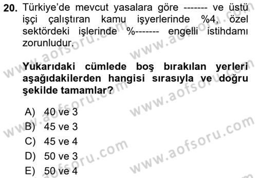 Türkiye´nin Toplumsal Yapısı Dersi 2022 - 2023 Yılı Yaz Okulu Sınav Soruları 20. Soru