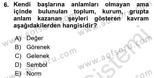 Türkiye´nin Toplumsal Yapısı Dersi 2022 - 2023 Yılı Yaz Okulu Sınav Soruları 6. Soru