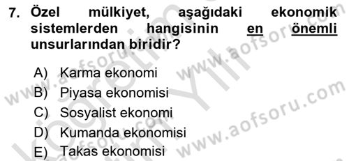 Türkiye´nin Toplumsal Yapısı Dersi 2022 - 2023 Yılı Yaz Okulu Sınav Soruları 7. Soru