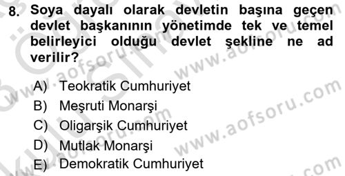Türkiye´nin Toplumsal Yapısı Dersi 2022 - 2023 Yılı Yaz Okulu Sınav Soruları 8. Soru