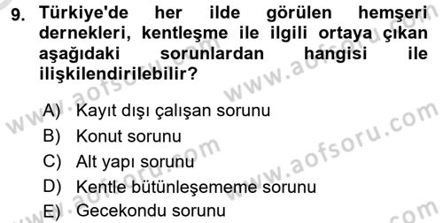 Türkiye´nin Toplumsal Yapısı Dersi 2022 - 2023 Yılı Yaz Okulu Sınav Soruları 9. Soru