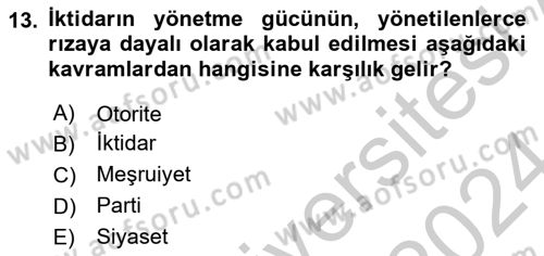 Türkiye´nin Toplumsal Yapısı Dersi Ara Sınavı Deneme Sınav Soruları 13. Soru