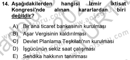 Türkiye´nin Toplumsal Yapısı Dersi 2023 - 2024 Yılı (Vize) Ara Sınav Soruları 14. Soru