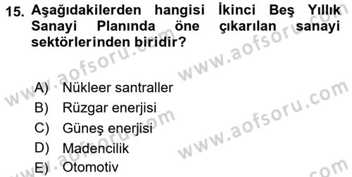 Türkiye´nin Toplumsal Yapısı Dersi Ara Sınavı Deneme Sınav Soruları 15. Soru