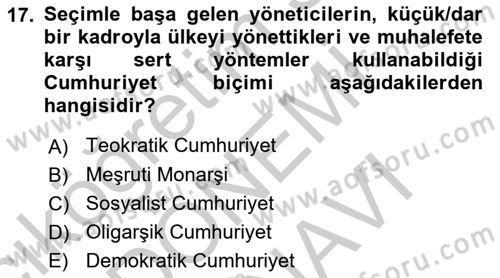Türkiye´nin Toplumsal Yapısı Dersi Ara Sınavı Deneme Sınav Soruları 17. Soru