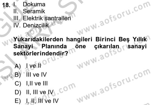Türkiye´nin Toplumsal Yapısı Dersi Ara Sınavı Deneme Sınav Soruları 18. Soru
