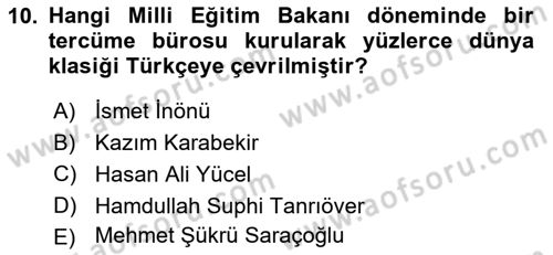 Türkiye´nin Toplumsal Yapısı Dersi 2023 - 2024 Yılı (Final) Dönem Sonu Sınav Soruları 10. Soru