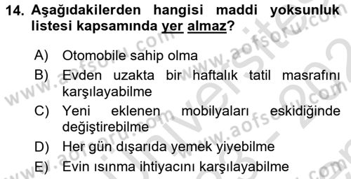 Türkiye´nin Toplumsal Yapısı Dersi 2023 - 2024 Yılı (Final) Dönem Sonu Sınav Soruları 14. Soru