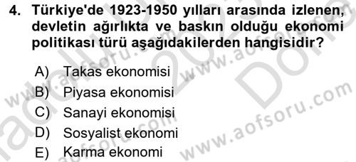Türkiye´nin Toplumsal Yapısı Dersi 2023 - 2024 Yılı (Final) Dönem Sonu Sınav Soruları 4. Soru