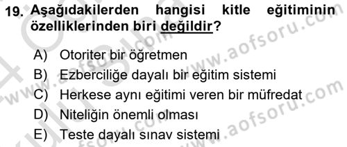 Türkiye´nin Toplumsal Yapısı Dersi 2023 - 2024 Yılı Yaz Okulu Sınav Soruları 19. Soru