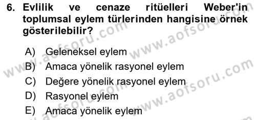 Türkiye´nin Toplumsal Yapısı Dersi 2023 - 2024 Yılı Yaz Okulu Sınav Soruları 6. Soru