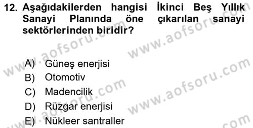 Türkiye´nin Toplumsal Yapısı Dersi 2024 - 2025 Yılı (Vize) Ara Sınav Soruları 12. Soru