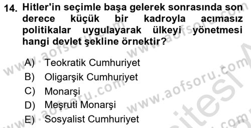 Türkiye´nin Toplumsal Yapısı Dersi 2024 - 2025 Yılı (Vize) Ara Sınavı 14. Soru