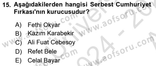 Türkiye´nin Toplumsal Yapısı Dersi Ara Sınavı Deneme Sınav Soruları 15. Soru
