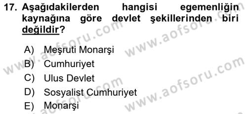 Türkiye´nin Toplumsal Yapısı Dersi 2024 - 2025 Yılı (Vize) Ara Sınav Soruları 17. Soru