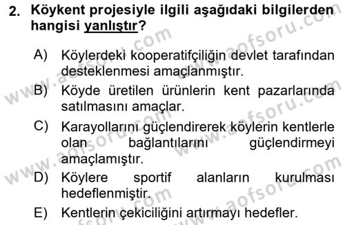Türkiye´nin Toplumsal Yapısı Dersi 2024 - 2025 Yılı (Vize) Ara Sınav Soruları 2. Soru