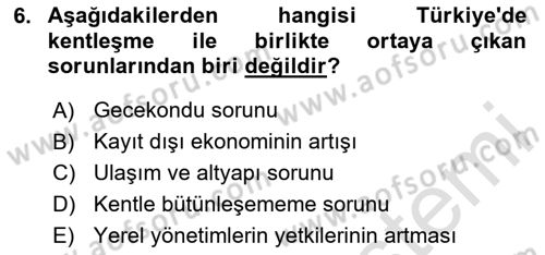 Türkiye´nin Toplumsal Yapısı Dersi 2024 - 2025 Yılı (Vize) Ara Sınav Soruları 6. Soru