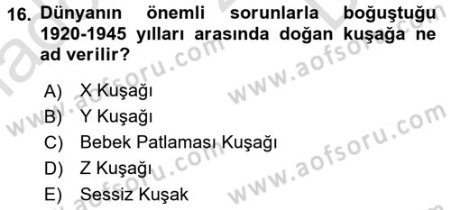 Türkiye´nin Toplumsal Yapısı Dersi 2024 - 2025 Yılı (Final) Dönem Sonu Sınav Soruları 16. Soru