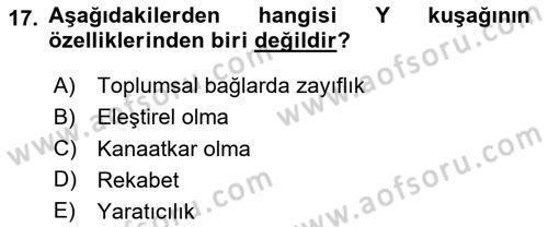 Türkiye´nin Toplumsal Yapısı Dersi 2024 - 2025 Yılı (Final) Dönem Sonu Sınav Soruları 17. Soru