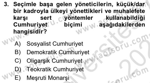 Türkiye´nin Toplumsal Yapısı Dersi 2024 - 2025 Yılı (Final) Dönem Sonu Sınav Soruları 3. Soru