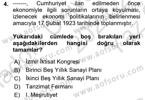 Türkiye´nin Toplumsal Yapısı Dersi 2024 - 2025 Yılı Yaz Okulu Sınav Soruları 4. Soru