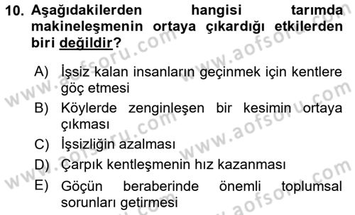 Türkiye´nin Toplumsal Yapısı Dersi 2025 - 2026 Yılı (Vize) Ara Sınav Soruları 10. Soru