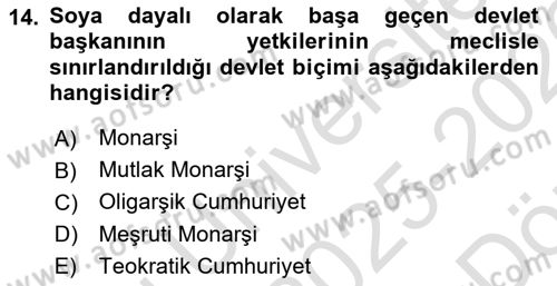Türkiye´nin Toplumsal Yapısı Dersi 2025 - 2026 Yılı (Vize) Ara Sınav Soruları 14. Soru