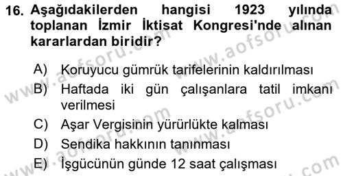 Türkiye´nin Toplumsal Yapısı Dersi 2025 - 2026 Yılı (Vize) Ara Sınav Soruları 16. Soru