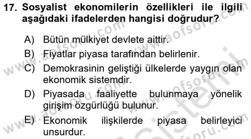 Türkiye´nin Toplumsal Yapısı Dersi 2025 - 2026 Yılı (Vize) Ara Sınav Soruları 17. Soru