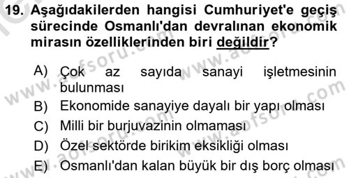 Türkiye´nin Toplumsal Yapısı Dersi 2025 - 2026 Yılı (Vize) Ara Sınav Soruları 19. Soru