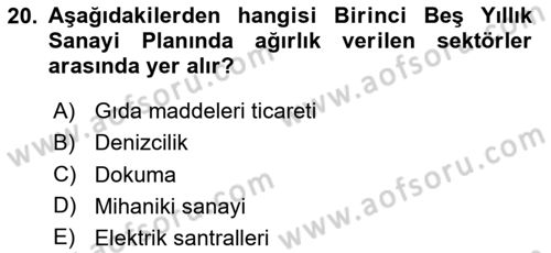 Türkiye´nin Toplumsal Yapısı Dersi 2025 - 2026 Yılı (Vize) Ara Sınav Soruları 20. Soru