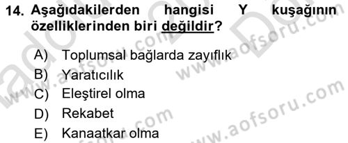 Türkiye´nin Toplumsal Yapısı Dersi 2025 - 2026 Yılı (Final) Dönem Sonu Sınav Soruları 14. Soru