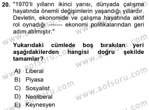 Türkiye´nin Toplumsal Yapısı Dersi 2025 - 2026 Yılı (Final) Dönem Sonu Sınav Soruları 20. Soru