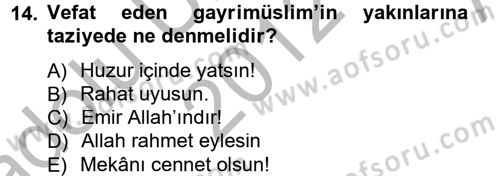 Sosyal Davranış ve Protokol Dersi 2012 - 2013 Yılı (Vize) Ara Sınav Soruları 14. Soru