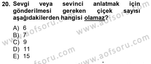 Sosyal Davranış ve Protokol Dersi 2012 - 2013 Yılı (Vize) Ara Sınav Soruları 20. Soru