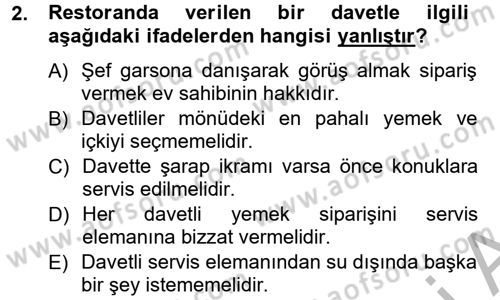 Sosyal Davranış ve Protokol Dersi 2013 - 2014 Yılı (Final) Dönem Sonu Sınav Soruları 2. Soru