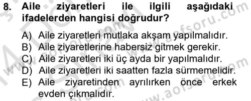 Sosyal Davranış ve Protokol Dersi 2013 - 2014 Yılı Tek Ders Sınav Soruları 8. Soru