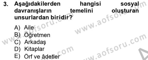 Sosyal Davranış ve Protokol Dersi 2014 - 2015 Yılı (Vize) Ara Sınav Soruları 3. Soru