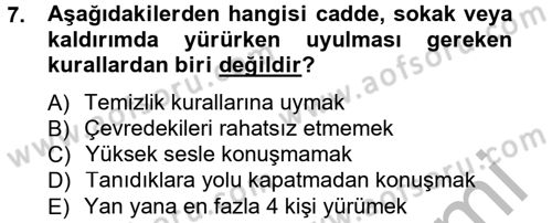 Sosyal Davranış ve Protokol Dersi 2014 - 2015 Yılı (Vize) Ara Sınav Soruları 7. Soru