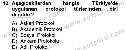 Sosyal Davranış ve Protokol Dersi 2014 - 2015 Yılı (Final) Dönem Sonu Sınavı 12. Soru