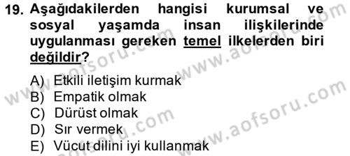 Sosyal Davranış ve Protokol Dersi 2014 - 2015 Yılı (Final) Dönem Sonu Sınav Soruları 19. Soru